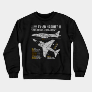 AV-8B Harrier II Aircraft Plane USAF Airplane Crewneck Sweatshirt